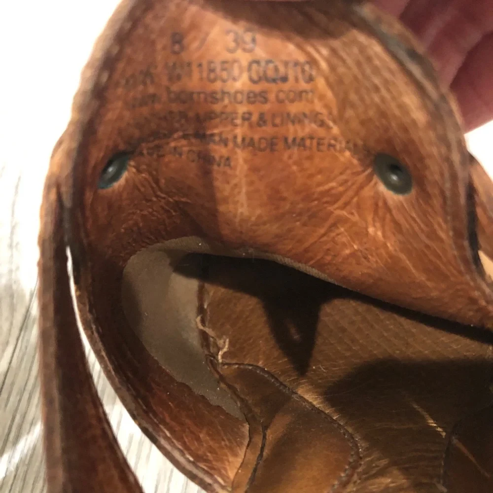 Born Leather Mules Clogs Heels with Buckle Leather Brown 8 - Picture 7 of 10